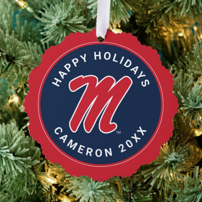 University of Mississippi | Script M Tree Decoration Card (Insitu (Tree))