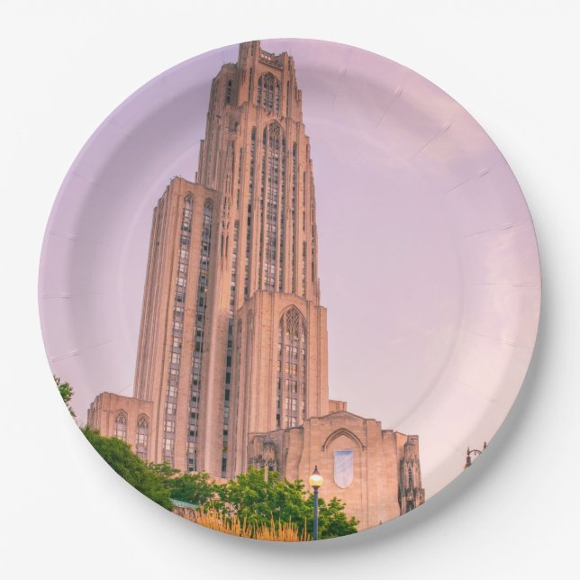 University of Pittsburgh Cathedral of Learning Can Paper Plate (Front)