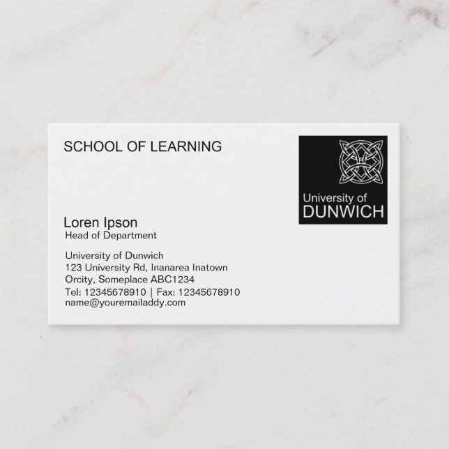 University Style - Black Business Card (Front)