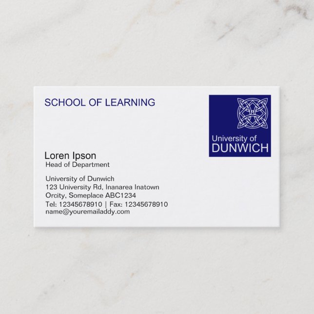 University Style - Deep Navy Business Card (Front)