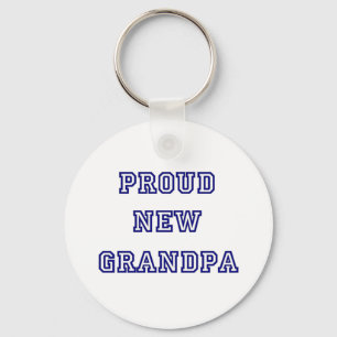 University Text Proud New Grandpa Key Ring