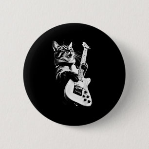 Unknown Designer Rock Cat Playing Guitar - Funny G 6 Cm Round Badge