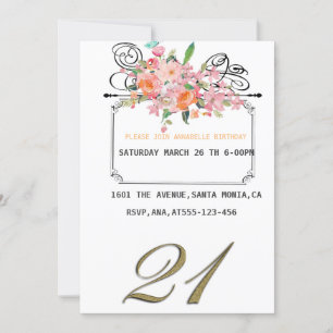Unknown floral birthday invitation