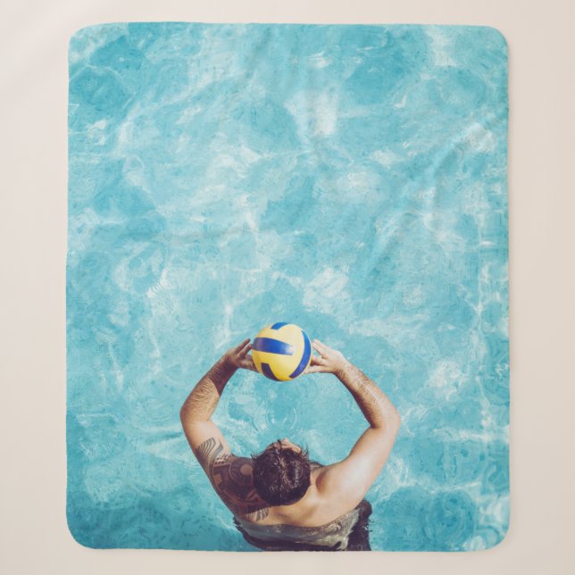 Unknown person playing beach volleyball sherpa blanket (Front)