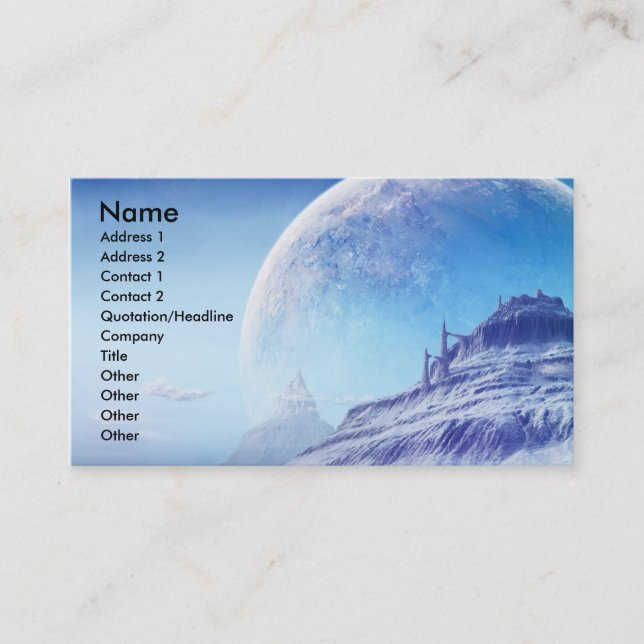 Unknown Universe, Name, Address 1, Address 2, C... Business Card (Front)