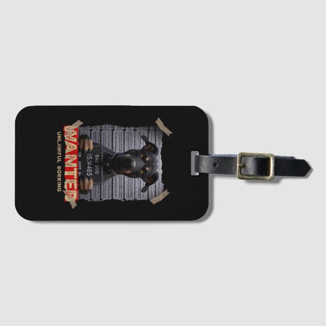 Unlawful Barking: The Doberman's Stern Warning Luggage Tag (Front Horizontal)