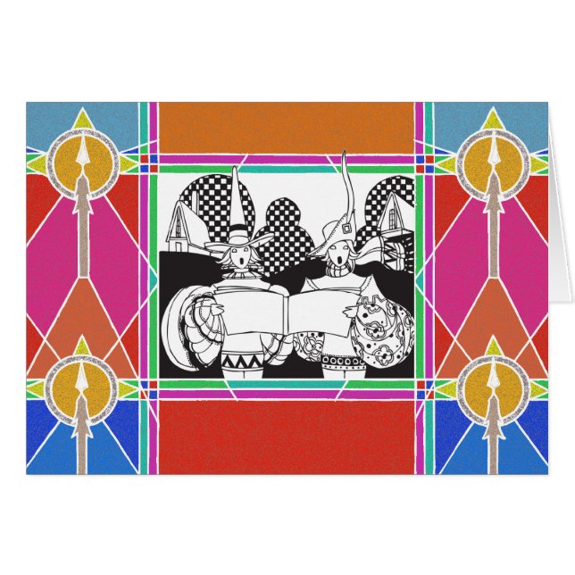 Unleaded Stained Glass Mediaeval Minstrels (Front Horizontal)