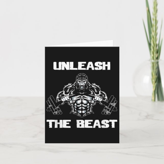 Unleahe Gorilla Bodybuilding Motivational Gift  Card (Front)