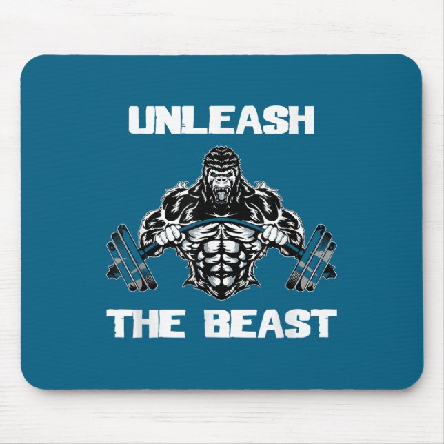 Unleahe Gorilla Bodybuilding Motivational Gift  Mouse Mat (Front)