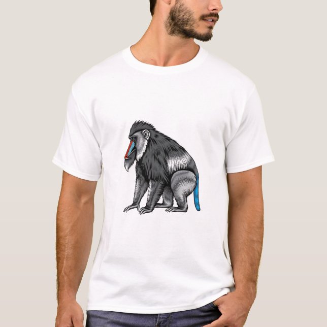 Unleash Inner Strength: Powerful Mandrill T-Shirt (Front)