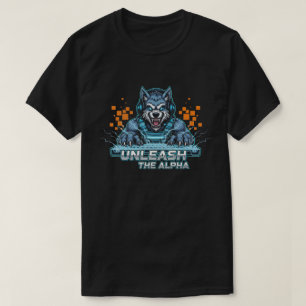 Unleash The Alpha Gamer Wolf Shirt Cyberpunk Esp