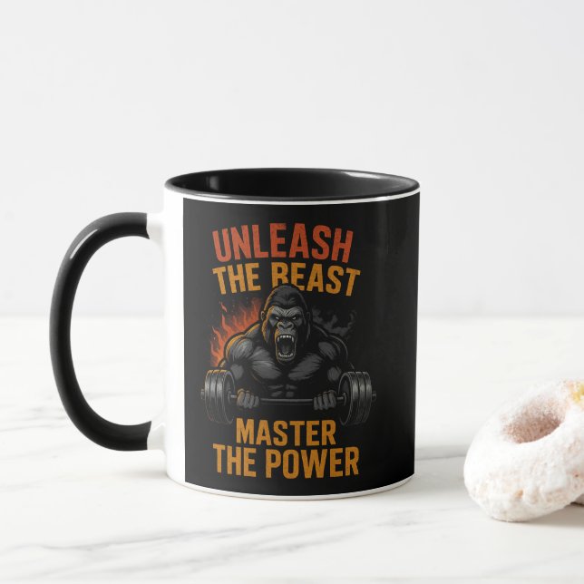 Unleash the Beast – Bodybuilding Power Gift Mug (With Donut)