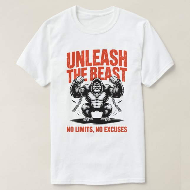 Unleash the Beast Gorilla Fitness Motivation Tee (Design Front)