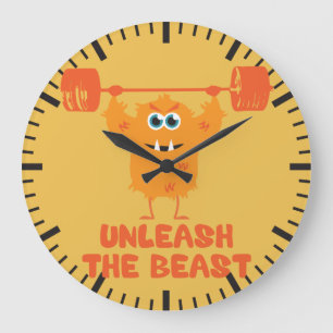 Unleash The Beast Gym Motivation Large Clock