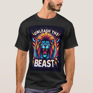 Unleash the Beast - Neon Roaring Lion T-Shirt Desi