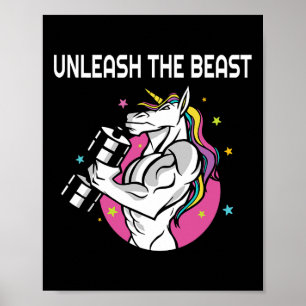 Unleash The Beast - Unicorn Gym Rat Magic Sparkle Poster