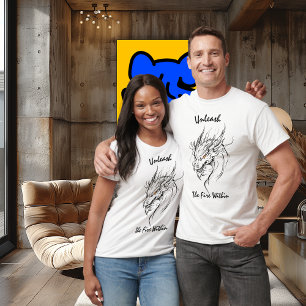 Unleash the Fire Within - Fierce Dragon Line Art  T-Shirt
