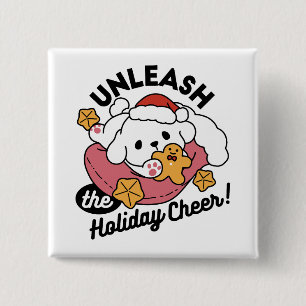 Unleash the Holiday Cheer – Cute Dog Christmas 15 Cm Square Badge