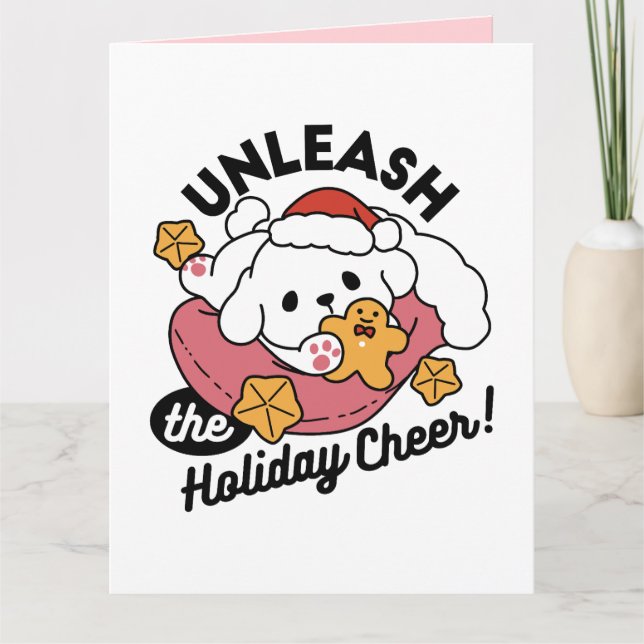 Unleash the Holiday Cheer – Cute Dog Christmas Card (Front)