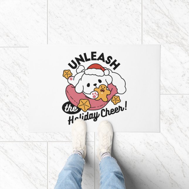 Unleash the Holiday Cheer – Cute Dog Christmas Doormat (Indoor)