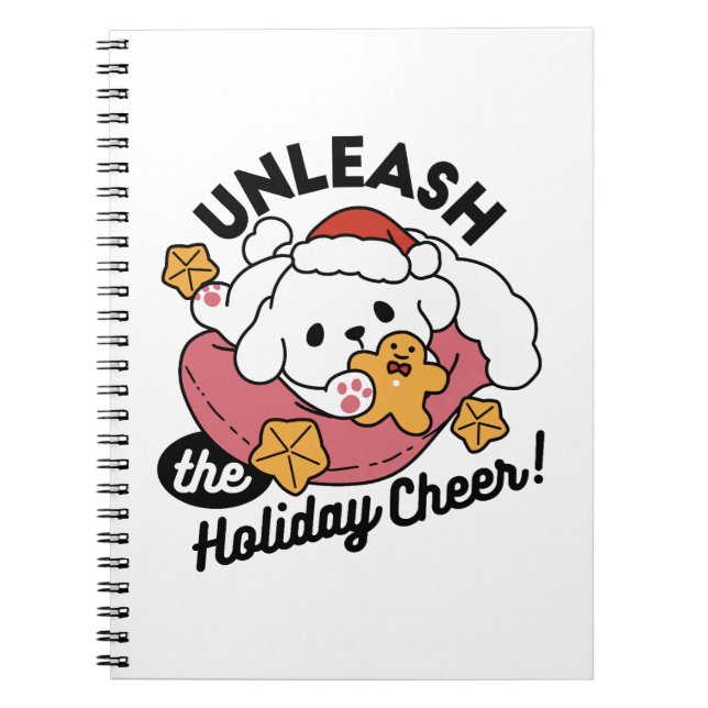 Unleash the Holiday Cheer – Cute Dog Christmas Notebook (Front)