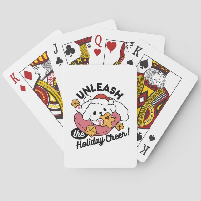 Unleash the Holiday Cheer – Cute Dog Christmas Playing Cards (Back)