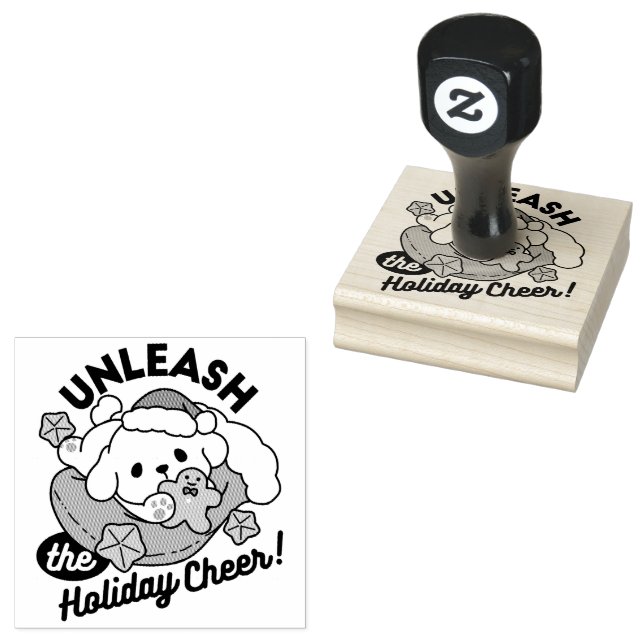 Unleash the Holiday Cheer – Cute Dog Christmas Rubber Stamp (Stamped)