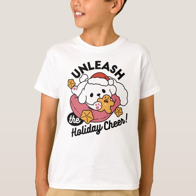 Unleash the Holiday Cheer – Cute Dog Christmas T-Shirt (Front)
