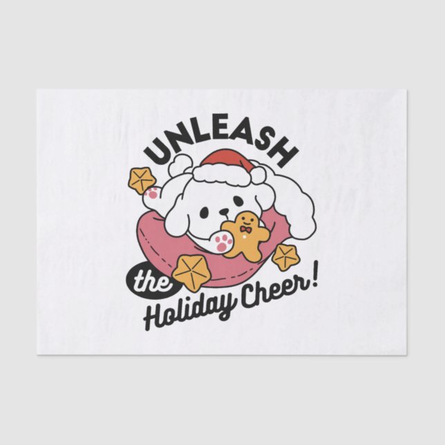 Unleash the Holiday Cheer – Cute Dog Christmas Tissue Paper (Front)