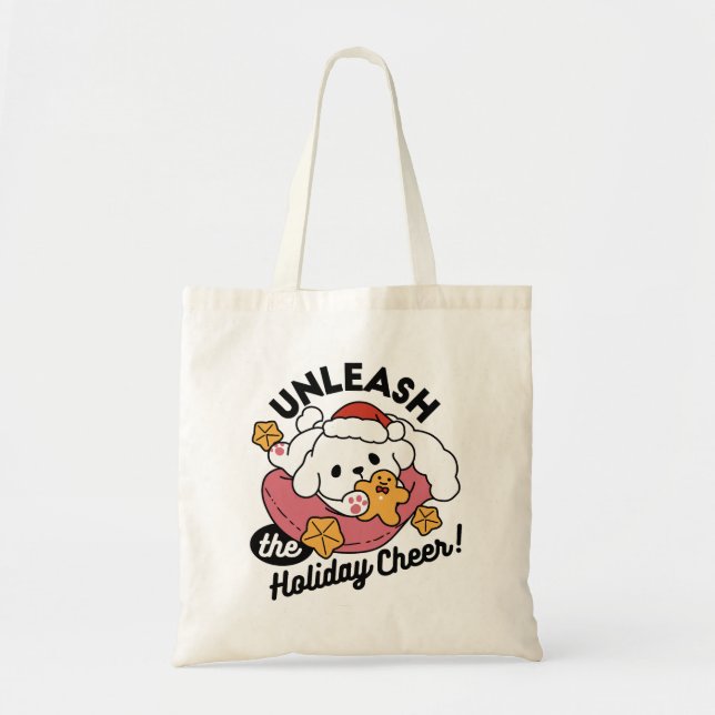 Unleash the Holiday Cheer – Cute Dog Christmas Tote Bag (Front)