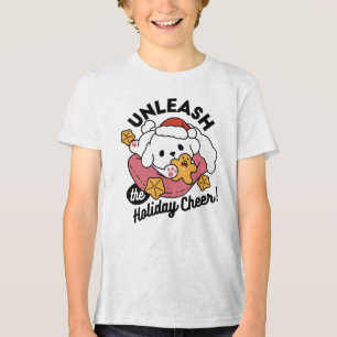 Unleash the Holiday Cheer – Cute Dog Christmas Tri-Blend Shirt
