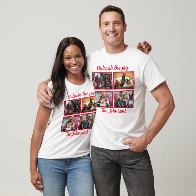 Unleash The Joy | Modern Family Christmas Photo T-Shirt (Unisex)