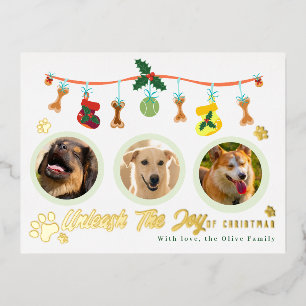 Unleash The Joy Of Christmas  Foil Holiday Postcard