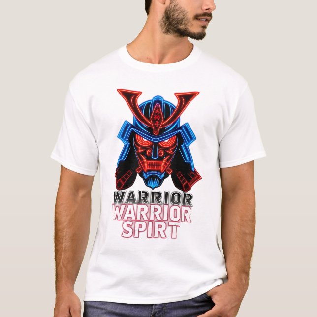 Unleash Warrior Spirit Electric Blue Samurai Tee (Front)