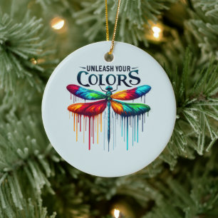 Unleash Your Colours - Artistic Dragonfly Ceramic Tree Decoration