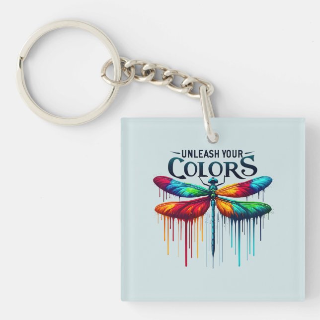 Unleash Your Colours - Artistic Dragonfly Key Ring (Front)