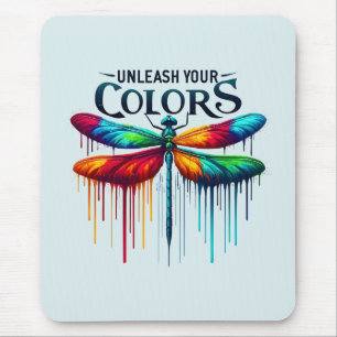 Unleash Your Colours - Artistic Dragonfly Mouse Mat