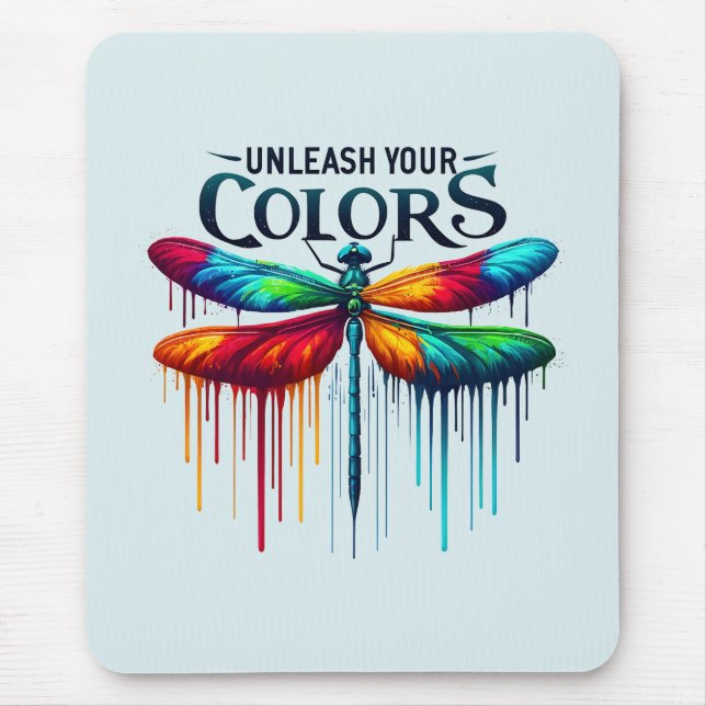 Unleash Your Colours - Artistic Dragonfly Mouse Mat (Front)