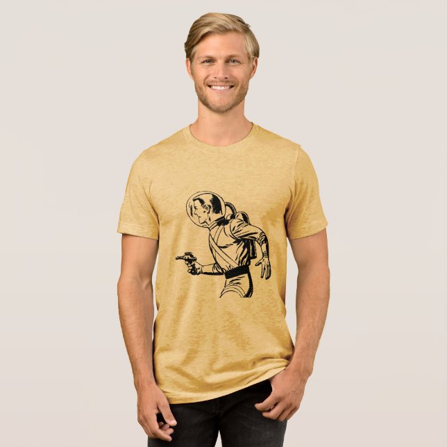  Unleash Your Inner Hero - Retro Comic Ray Gun Man Tri-Blend Shirt (Front Full)