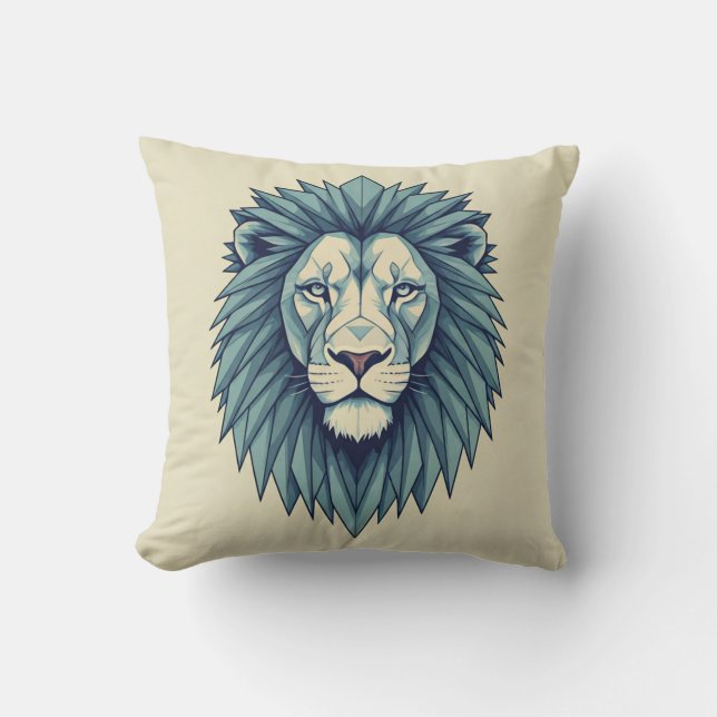 Unleash Your Inner Lion with Geometric Majesty Cushion (Front)