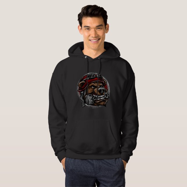 Unleash Your Inner Rebel: Biker Bear Hoodie (Front Full)