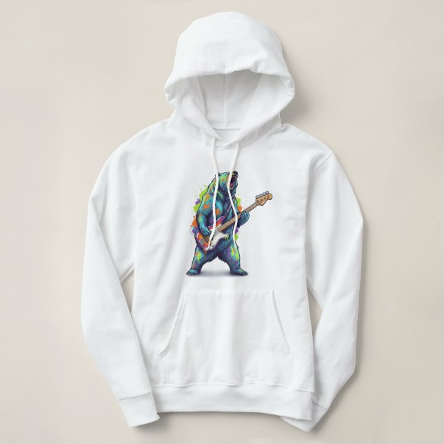 Unleash Your Inner Rockstar: 'The Grizzly Bassist' Hoodie (Design Front)
