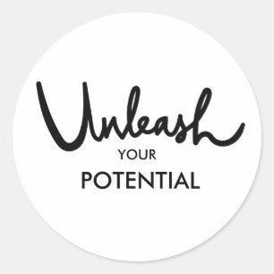 Unleash Your Potential Modern Hand Lettered Classic Round Sticker