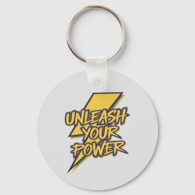 Unleash Your Power Motivational Lightning Bolt Key Ring (Front)