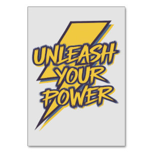 Unleash Your Power Motivational Lightning Bolt Table Number