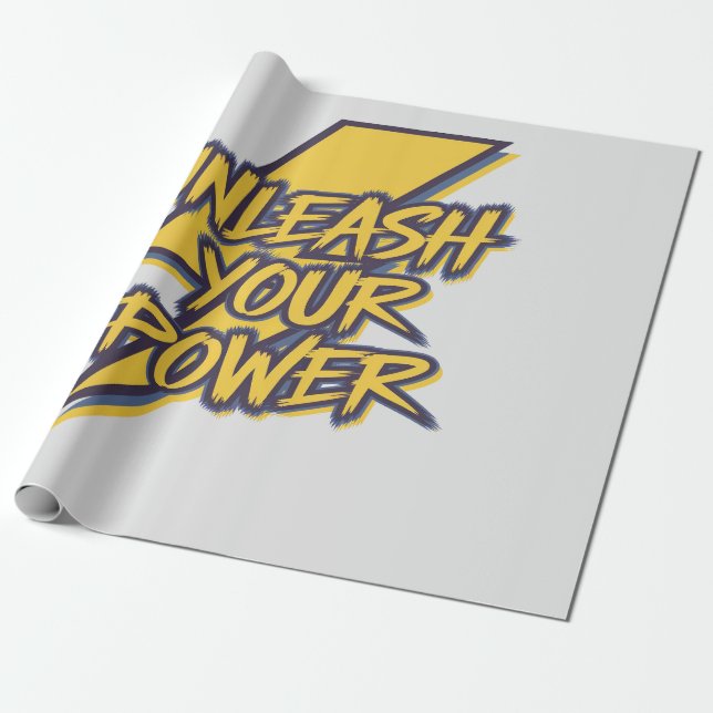 Unleash Your Power Motivational Lightning Bolt Wrapping Paper (Unrolled)