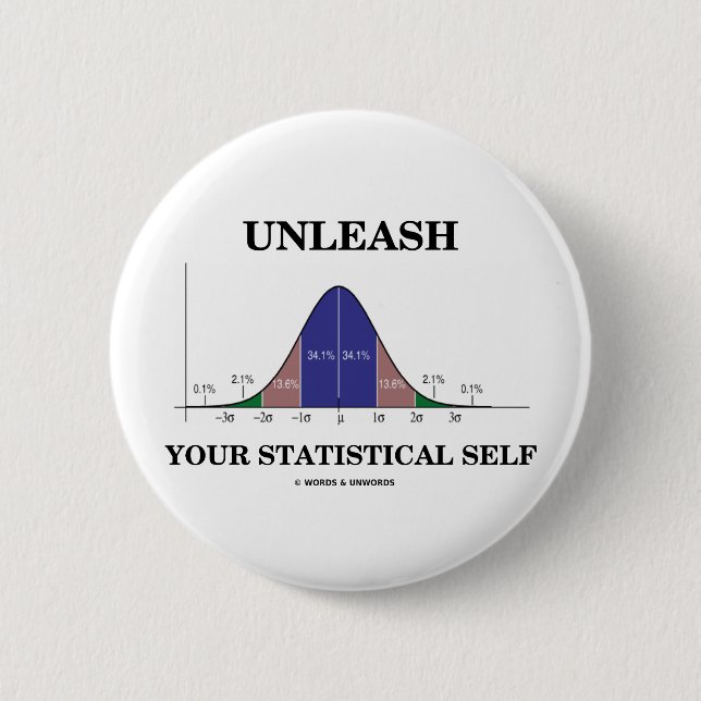 Unleash Your Statistical Self (Bell Curve Humour) 6 Cm Round Badge (Front)