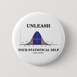 Unleash Your Statistical Self (Bell Curve Humour) 6 Cm Round Badge