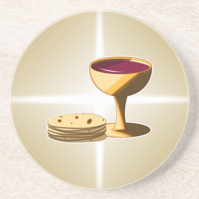 Unleavened Bread and Wine The Last Supper Easter Coaster (Front)