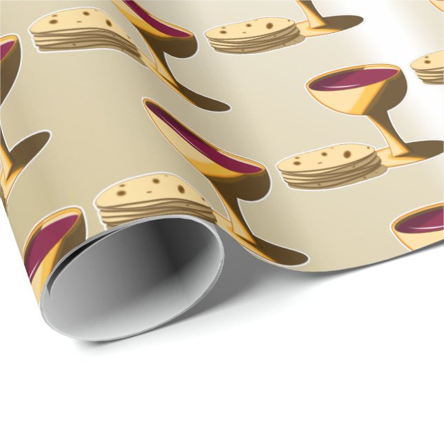 Unleavened Bread and Wine The Last Supper Easter Wrapping Paper (Roll Corner)
